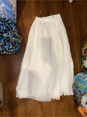 Max Studio White Flowing Maxi Skirt